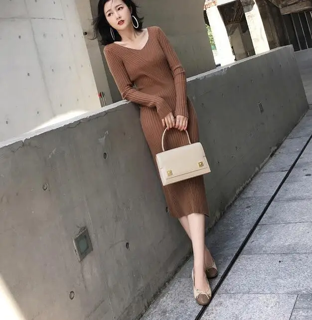 2019 New Spring Autumn Women Knit Dress Mid Calf Sheath Elegant Vintage Female Sweater Dresses
2019 New Spring Autumn Women Knit Dress Mid Calf Sheath Elegant Vintage Female Sweater Dresses