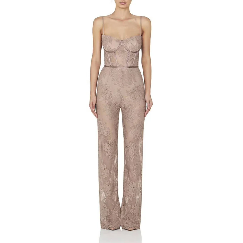 Fashion Beige Black Bandage Jumpsuit 2018 New Arrive Spaghetti Strap See Through Lace Bodycon Elegant Evening Party Jumpsuits
Fashion Beige Black Bandage Jumpsuit 2018 New Arrive Spaghetti Strap See Through Lace Bodycon Elegant Evening Party Jumpsuits