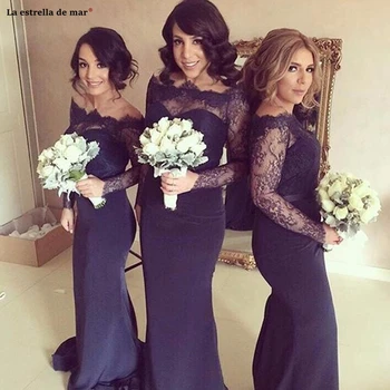 Vestidos boda largos invitada2019 new lace satin long sleeve see navy blue sexy mermaid bridesmaid dresses custom Wedding party
Vestidos boda largos invitada2019 new lace satin long sleeve see navy blue sexy mermaid bridesmaid dresses custom Wedding party