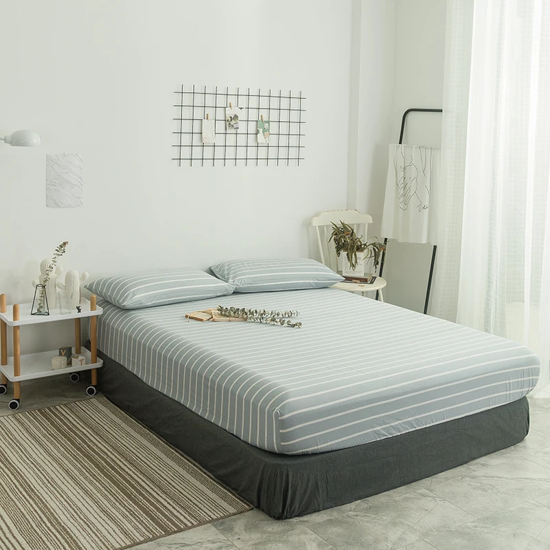 3 Piece Light Blue Wide Stripe Fitted Sheet Bed Sheet/Bedsheet Mattress Cover Protective Case Bed Linen Bed Linen Bedding 3 Size
3 Piece Light Blue Wide Stripe Fitted Sheet Bed Sheet/Bedsheet Mattress Cover Protective Case Bed Linen Bed Linen Bedding 3 Size