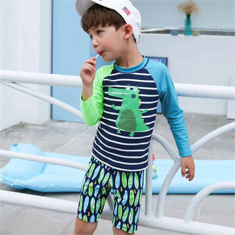 New Model Boys Rash Guards Two Pieces Swimwear Swimsuit Boy 1-14 Y Children Dinosaur Swimming Wear Suit Bathing Suits swim cap
New Model Boys Rash Guards Two Pieces Swimwear Swimsuit Boy 1-14 Y Children Dinosaur Swimming Wear Suit Bathing Suits swim cap