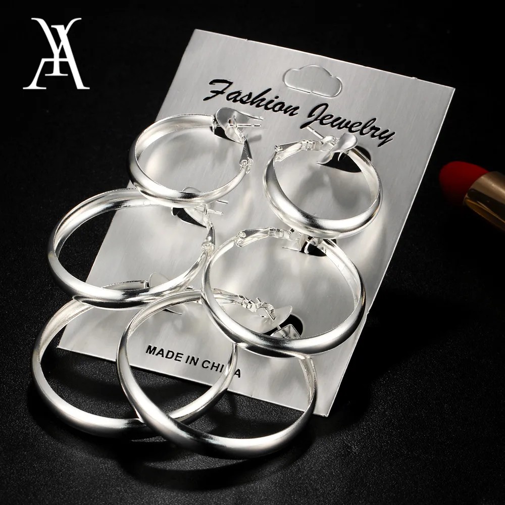 AY Fashion Large Female Oversize Loop Earring Silver Gold Color Smooth Hoop Circle Earrings Set For Women Jewelry 3 pairs/set
AY Fashion Large Female Oversize Loop Earring Silver Gold Color Smooth Hoop Circle Earrings Set For Women Jewelry 3 pairs/set