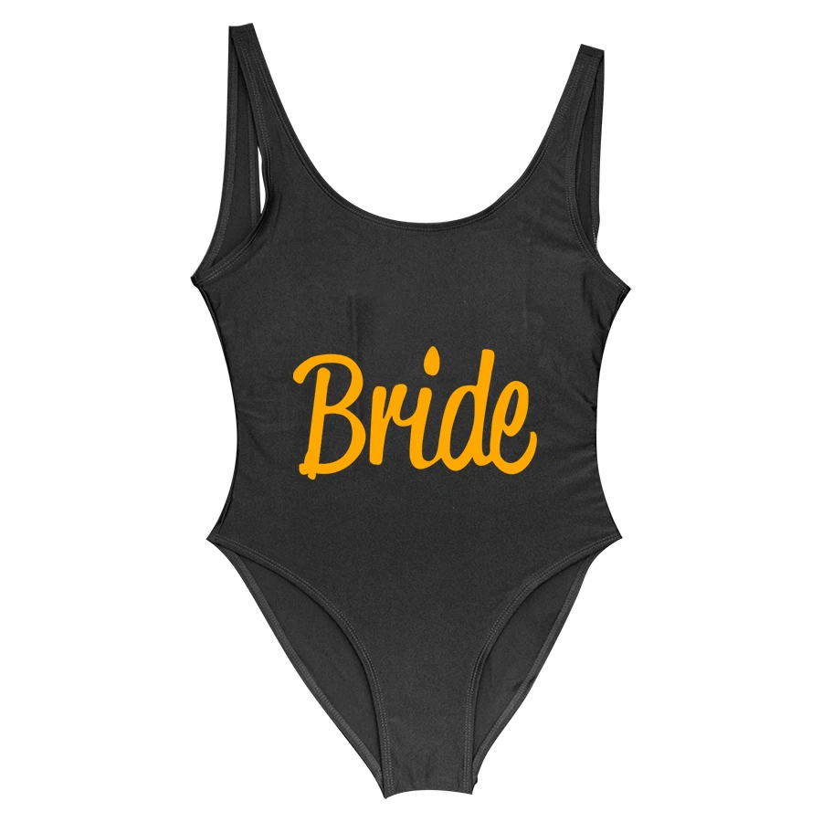 BRIDE Letter Print One Piece Swimsuit Women Swimwear High Cut Bathing Suit Sexy Bodysuit Monokini Beach Wear Wedding Party | Спорт и