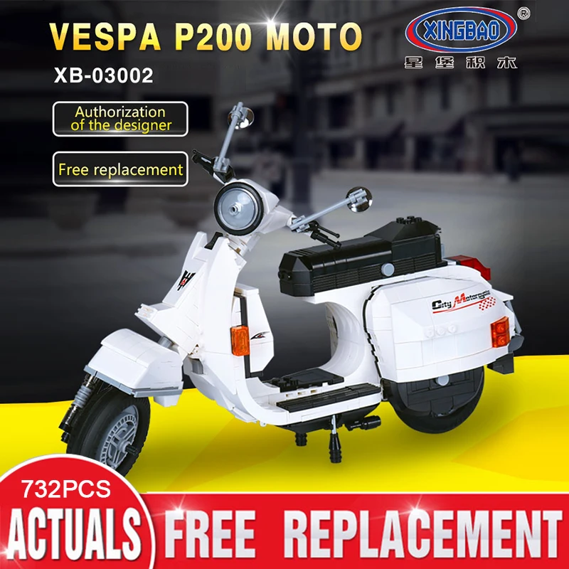 XINGBAO 03002 732pcs The Vespa P200 Moto Set Building Blocks Bricks Assembled DIY Birthday Educational Toys Funny Gifts
XINGBAO 03002 732pcs The Vespa P200 Moto Set Building Blocks Bricks Assembled DIY Birthday Educational Toys Funny Gifts