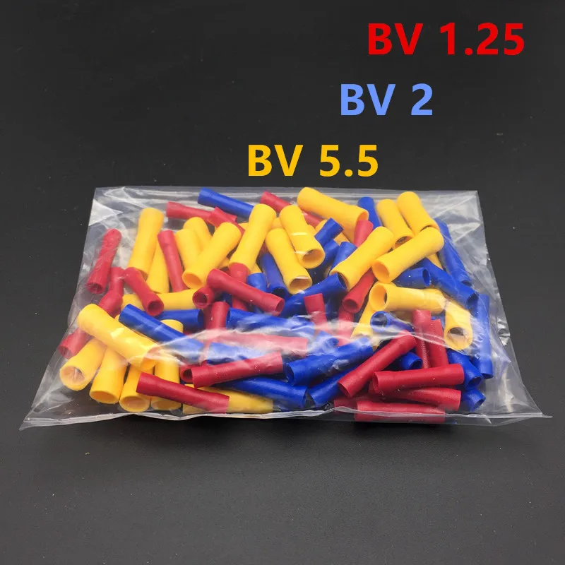 100pcs/set BV1.25 BV2.5 BV5.5 Insulated Crimp Terminals Electrical Wire Cable Crimping Terminal Connector Set Assortment Kit
100pcs/set BV1.25 BV2.5 BV5.5 Insulated Crimp Terminals Electrical Wire Cable Crimping Terminal Connector Set Assortment Kit