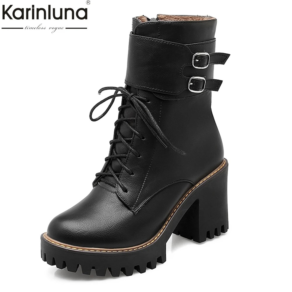 Karinluna 2018 Big Size 34-43 Paltform Fashion Belt Buckle Women Shoes Woman high Heels Leisure Lace Up Boots Women Ankle Boots
Karinluna 2018 Big Size 34-43 Paltform Fashion Belt Buckle Women Shoes Woman high Heels Leisure Lace Up Boots Women Ankle Boots