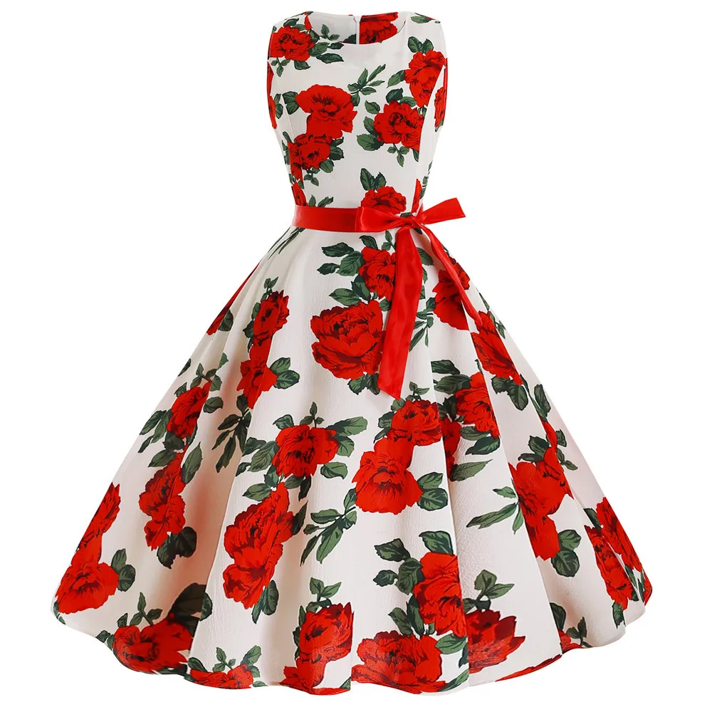 Summer Floral Print Vintage Dress Women Sleeveless Elegant Party Dress White Vestidos Robe Femme Casual A line Office Sundress
Summer Floral Print Vintage Dress Women Sleeveless Elegant Party Dress White Vestidos Robe Femme Casual A line Office Sundress