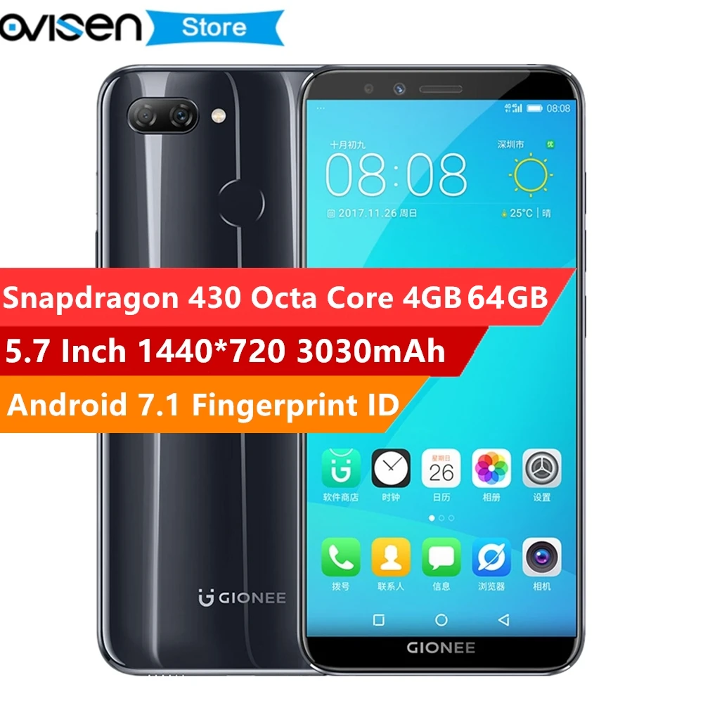 Global Version Gionee S11 Lite 4G Smartphone Android 7.1 Snapdragon 430 Octa Core 4GB 64GB 5.7 Inch Fingerprint ID Mobile Phone
Global Version Gionee S11 Lite 4G Smartphone Android 7.1 Snapdragon 430 Octa Core 4GB 64GB 5.7 Inch Fingerprint ID Mobile Phone