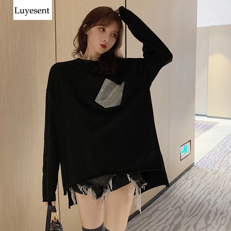 Women Black White Crystal Loose Spring T-shirts Femme Short Front Long Back Fashion T-shirt 2019 Oversize Long Sleeve Basic Top
Women Black White Crystal Loose Spring T-shirts Femme Short Front Long Back Fashion T-shirt 2019 Oversize Long Sleeve Basic Top
