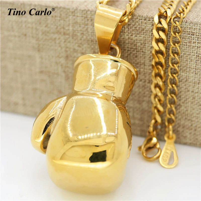 Image Titanium Steel 18K Gold Plated 3D Boxing Glove Charm w 27.5