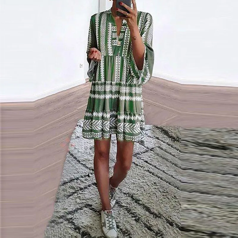 Women's Patchwork Printed Lace-Up Shirt Dress Turn-down Collar Long Sleeve Loose Ladies Blouse Dresses 2019 Summer Female Dress
Women's Patchwork Printed Lace-Up Shirt Dress Turn-down Collar Long Sleeve Loose Ladies Blouse Dresses 2019 Summer Female Dress