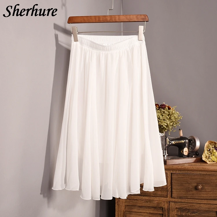 2018 Women Midi Skirts Stretch High Waist Solid Chiffon A-Line Skirts Loose Beach Skirts Faldas Saias Pleated Midi Skirts Summer
2018 Women Midi Skirts Stretch High Waist Solid Chiffon A-Line Skirts Loose Beach Skirts Faldas Saias Pleated Midi Skirts Summer