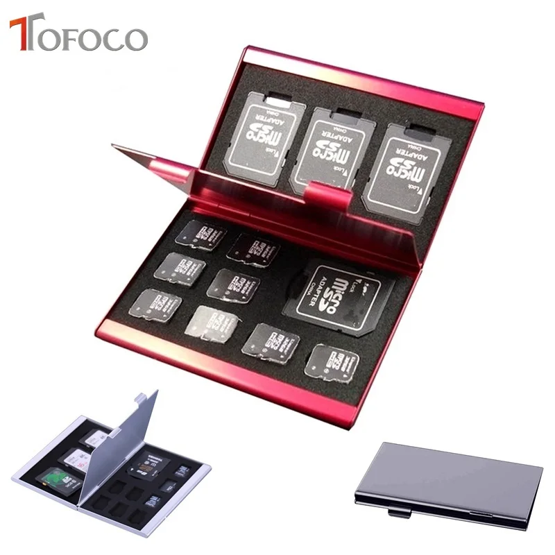 

2017 TOFOCO Aluminium Alloy Micro for SD MMC TF Memory Card Storage Box Protecter Case 4x for SD Card 8 x Micro SIM Card