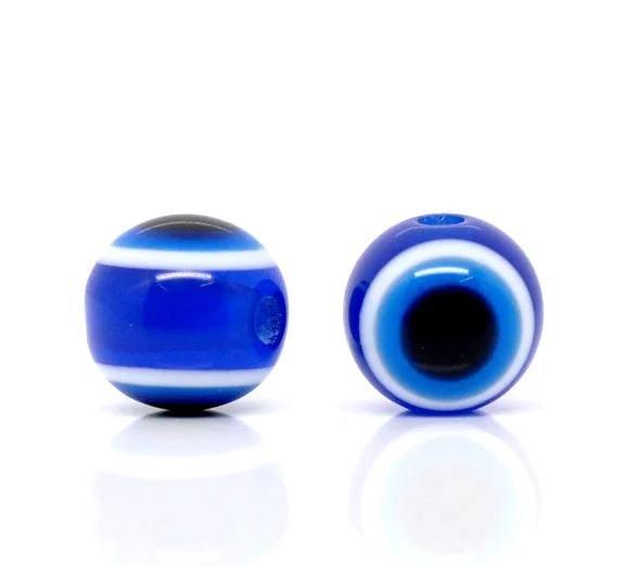 

DoreenBeads Resin Spacer Beads Ball Deep blue Eye Pattern About 10mm( 3/8") Dia, Hole: Approx 2mm, 15 PCs