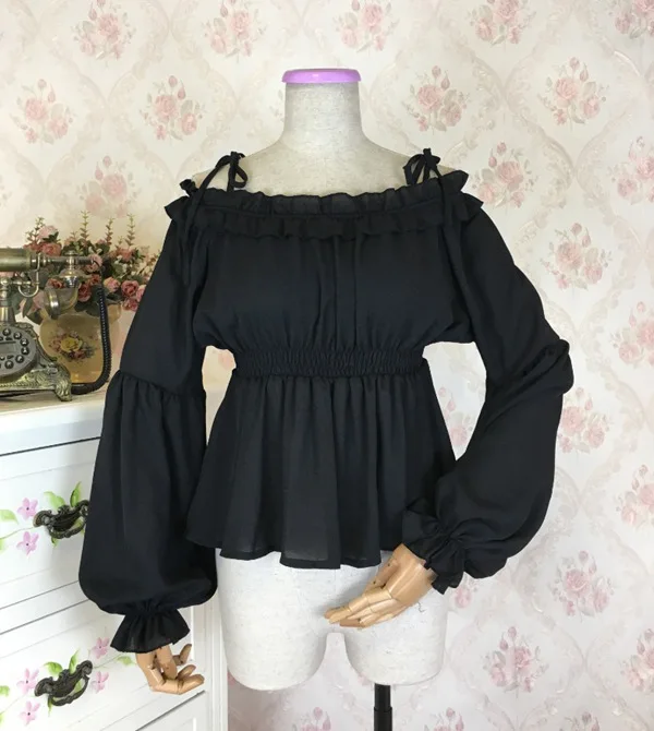 Sweet Trumpet sleeves Lolita Women's Wild Shirt Gothic Chiffon Ruffle Blouse medieval classic Lolita Costume
Sweet Trumpet sleeves Lolita Women's Wild Shirt Gothic Chiffon Ruffle Blouse medieval classic Lolita Costume