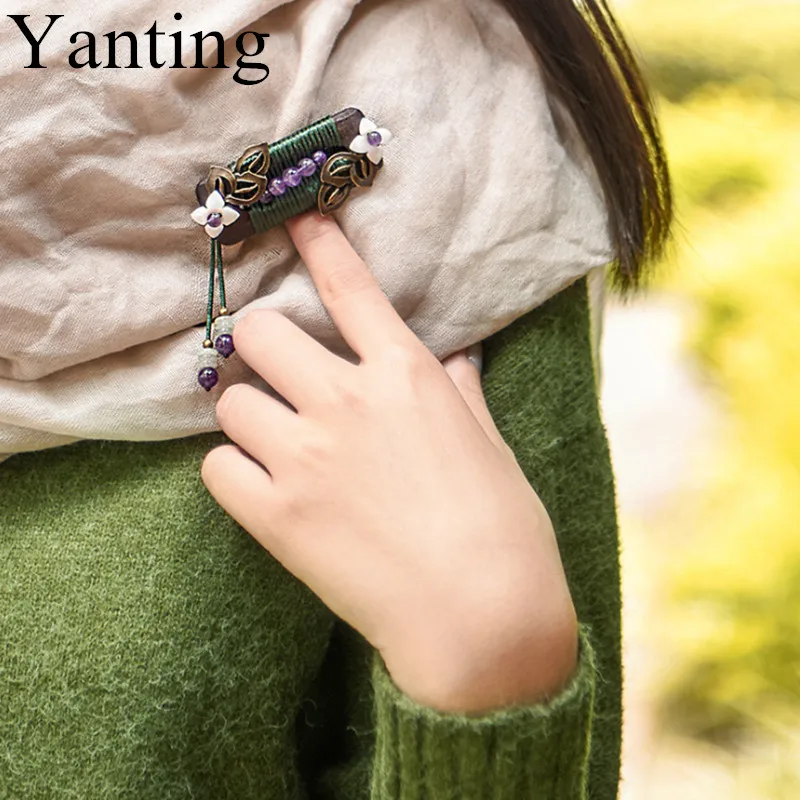Yanting copper alloy vintage brooch natural aventurine stone beads handmade brooches purple crystal flower jewelry women gift
Yanting copper alloy vintage brooch natural aventurine stone beads handmade brooches purple crystal flower jewelry women gift