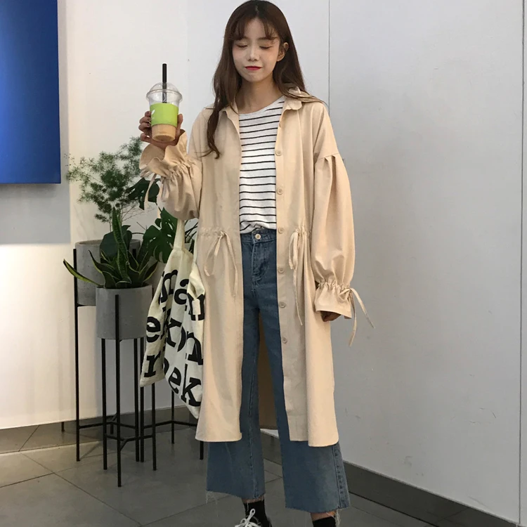 2019 Korean Spring and Summer Elegant Women Trench Long and Loose coat College Style Pure Windswear Pockets Trench
2019 Korean Spring and Summer Elegant Women Trench Long and Loose coat College Style Pure Windswear Pockets Trench