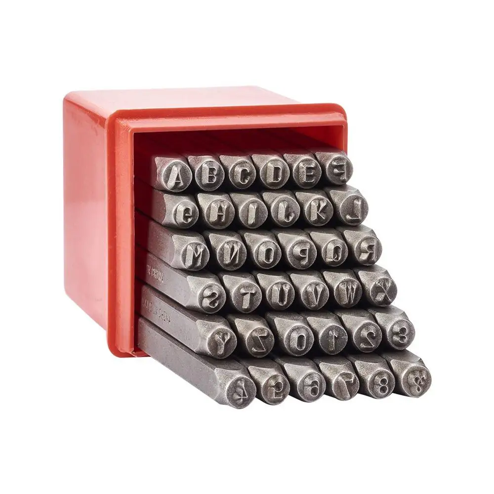 36pcs/Box Iron Metal Seal Stamps Set Including Letter A~Z Number 0~8 and Ampersand & Black Metal Steel Tag Pendant Stamping Tool
36pcs/Box Iron Metal Seal Stamps Set Including Letter A~Z Number 0~8 and Ampersand & Black Metal Steel Tag Pendant Stamping Tool