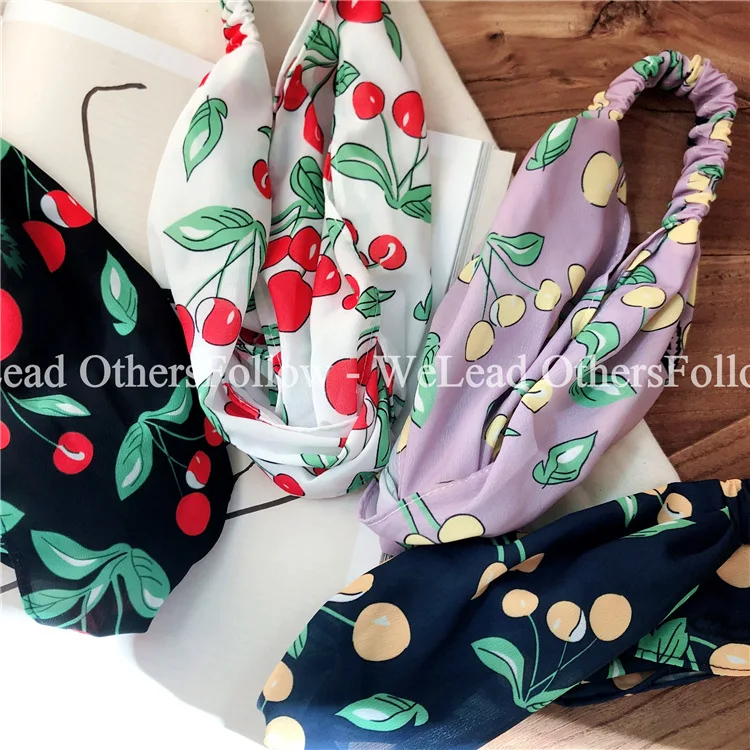 2018 Summer New Fresh Fashion Cute Cherry Retro Turban Headbands Women Chiffon Headband Head Wrap Single Layer Wide Hairband
2018 Summer New Fresh Fashion Cute Cherry Retro Turban Headbands Women Chiffon Headband Head Wrap Single Layer Wide Hairband