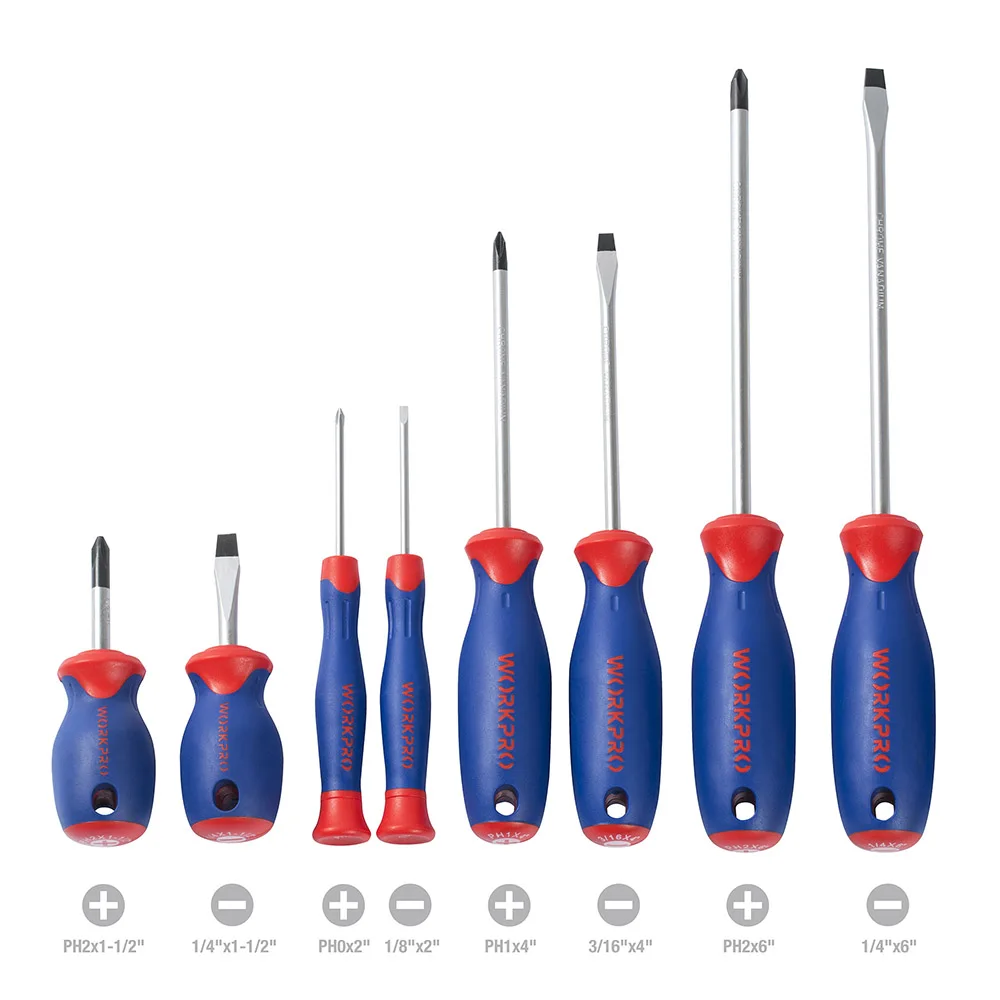 WORKPRO 8PC Screwdrivers Slotted Phillips Screw driver Precision Screwdrivers for Cell Phone Electronics
WORKPRO 8PC Screwdrivers Slotted Phillips Screw driver Precision Screwdrivers for Cell Phone Electronics