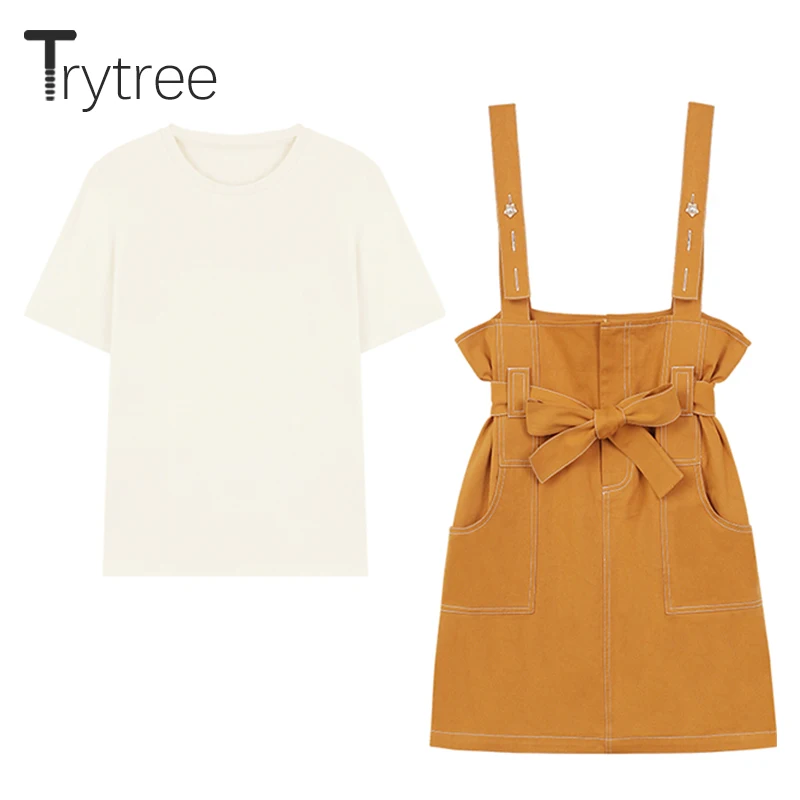 Trytree Summer Autumn Women two piece set Casual O-neck Cotton tops + Skirts Pocket Belt Button Sling Skirt Suit Set 2 Piece Set
Trytree Summer Autumn Women two piece set Casual O-neck Cotton tops + Skirts Pocket Belt Button Sling Skirt Suit Set 2 Piece Set