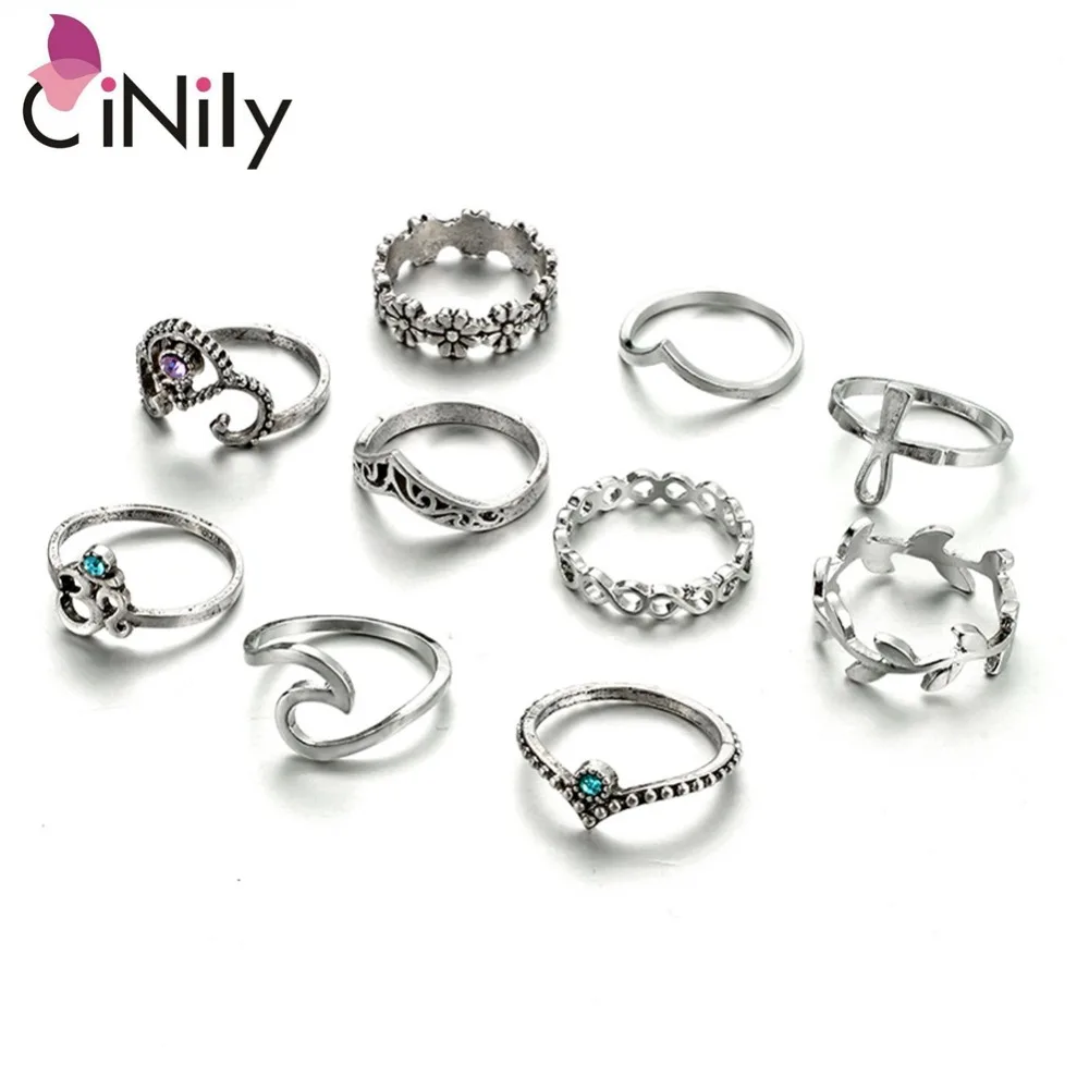 CiNily Bohemian Geometric Pattern Vintage Rings Blue Purple Crystal 10pcs / set Silver Plated NEW for Women Jewelry Ring SJ009
CiNily Bohemian Geometric Pattern Vintage Rings Blue Purple Crystal 10pcs / set Silver Plated NEW for Women Jewelry Ring SJ009