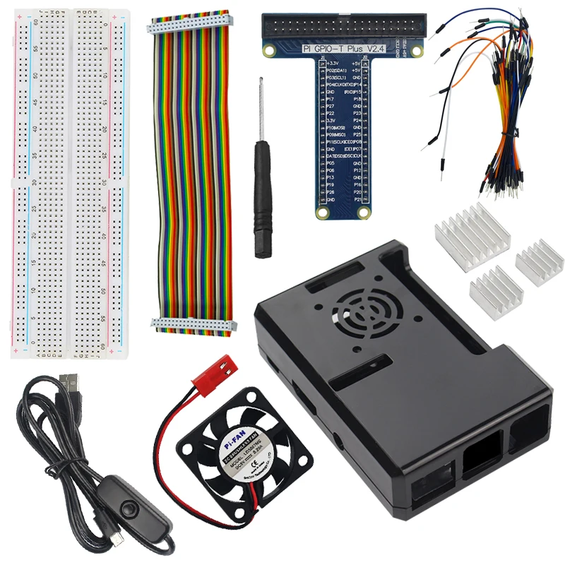 Raspberry Pi 3 Part Kit ABS Case + Power Cable + Cooling Fan +Heat Sink+ Gpio Board Cable For Raspberry Pi 3/2 Model B/B+
Raspberry Pi 3 Part Kit ABS Case + Power Cable + Cooling Fan +Heat Sink+ Gpio Board Cable For Raspberry Pi 3/2 Model B/B+