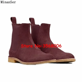Wine Red Brown Black Gray Suede Slip-on Casual Outdoor Men Fashion Boots Leisure British Dance Shoes Spring Autumn Chelsea Boots
Wine Red Brown Black Gray Suede Slip-on Casual Outdoor Men Fashion Boots Leisure British Dance Shoes Spring Autumn Chelsea Boots