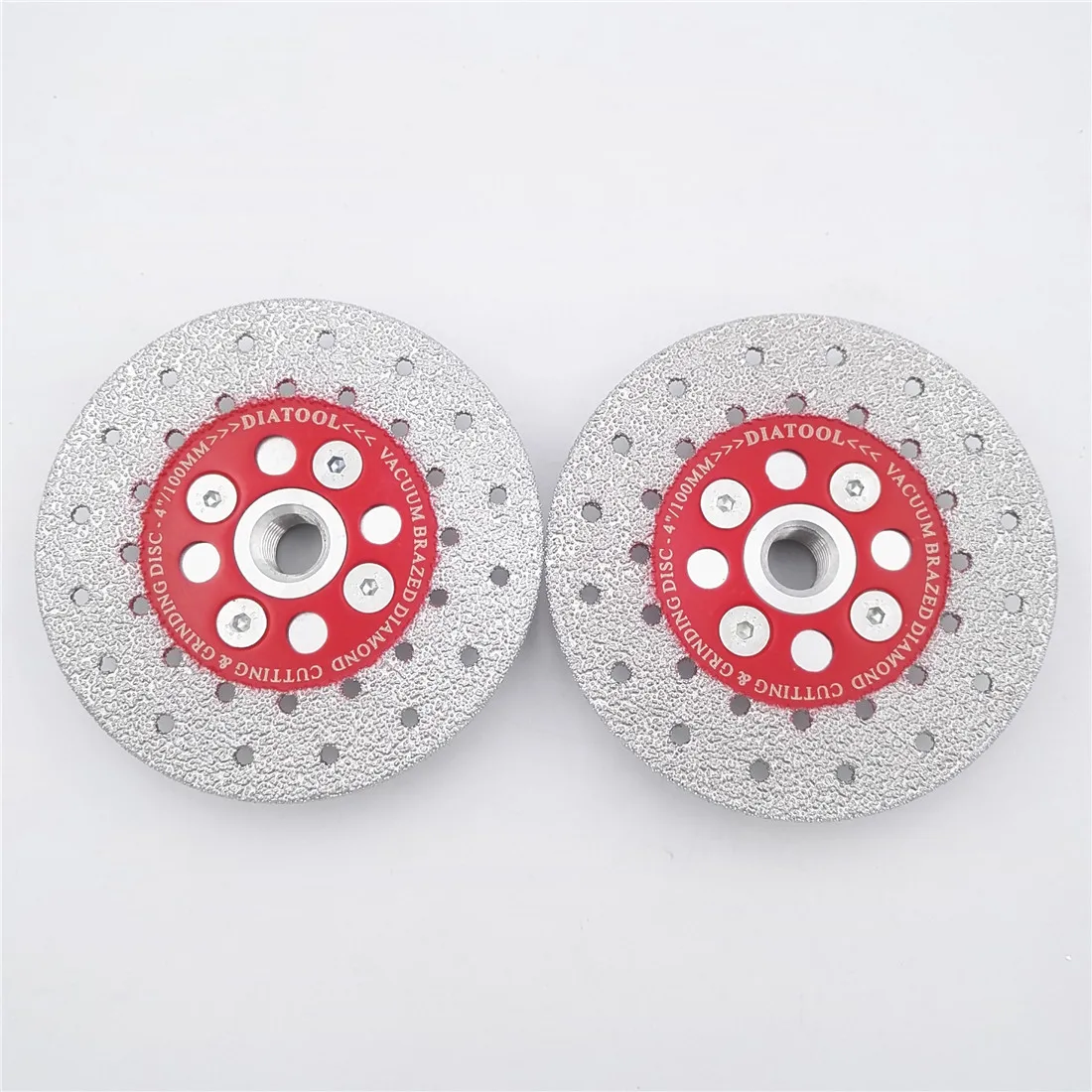 DIATOOL 2pcs Premium Quality Diameter 4"/100mm Double Sided Vacuum Brazed Diamond Cutting & Grinding Disc With M14 Thread
DIATOOL 2pcs Premium Quality Diameter 4"/100mm Double Sided Vacuum Brazed Diamond Cutting & Grinding Disc With M14 Thread