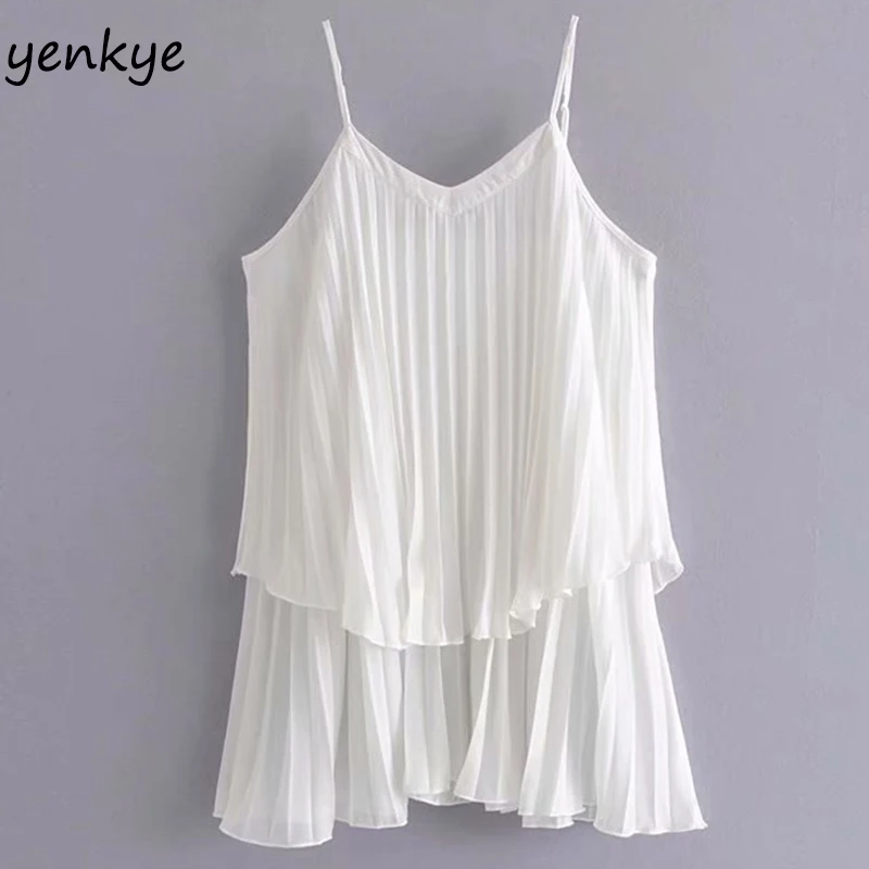 Fashion 2019 Women White Pleated Sexy Sling Summer Dress Lady Backless Sleeveless V Neck Chiffon Beach Dress Short Plus Size
Fashion 2019 Women White Pleated Sexy Sling Summer Dress Lady Backless Sleeveless V Neck Chiffon Beach Dress Short Plus Size