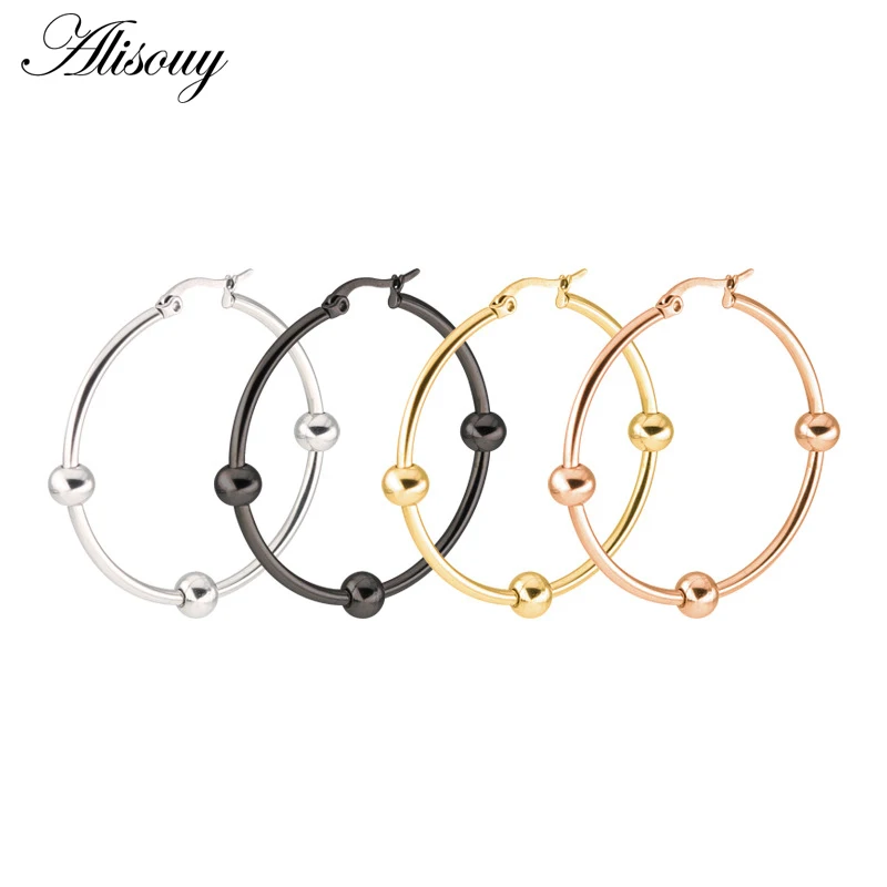 Alisouy 2pcs 316L Stainless Steel Big Circle With ball Hoop Earrings Bijoux Round Earrings For Women Men Punk Statement Earrings
Alisouy 2pcs 316L Stainless Steel Big Circle With ball Hoop Earrings Bijoux Round Earrings For Women Men Punk Statement Earrings