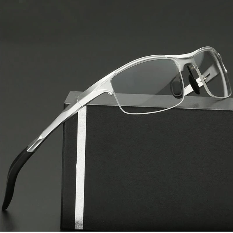 Фото Aluminum Men Eyeglasses Fashion Myopia Optical Computer Glasses Frame Brand Design Plain Eye glasses retro de grau femininos | Аксессуары