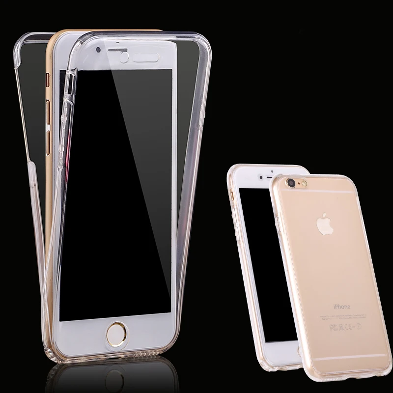 

Coque Ultrathin Clear TPU Flexible Soft Double Cover Case For Apple iPhone 6 6S Plus 5 5S 5E 360 Degree Full Coverage Phone Case