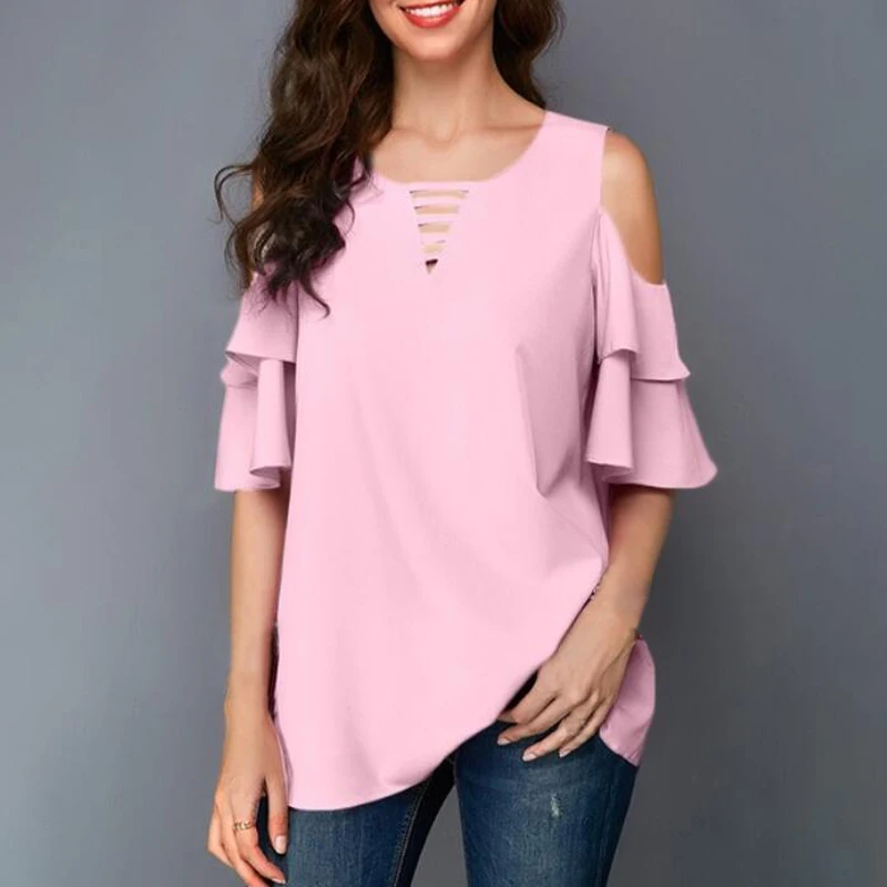 2019 Summer Women Shirt Chiffon Blouse Female V-Neck Tops Hollow Out Elegant Ladies Bandage Sexy Strapless Shirt Plus Size
2019 Summer Women Shirt Chiffon Blouse Female V-Neck Tops Hollow Out Elegant Ladies Bandage Sexy Strapless Shirt Plus Size