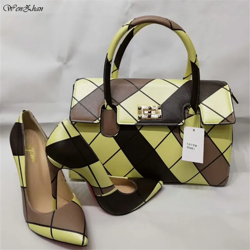 Latest High Heel Shoes With Matching Bag WENZHAN Shining Leather heel pointed toe women shoes With Pretty HandBags A91-1
Latest High Heel Shoes With Matching Bag WENZHAN Shining Leather heel pointed toe women shoes With Pretty HandBags A91-1