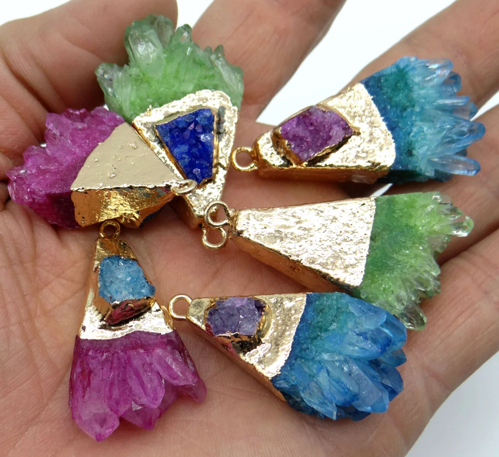 Titanium Crystal Druzy Quartz Quartz Geode stone Irregular shape pendant crystal point healing diy jewelry making necklace 6pcs
Titanium Crystal Druzy Quartz Quartz Geode stone Irregular shape pendant crystal point healing diy jewelry making necklace 6pcs