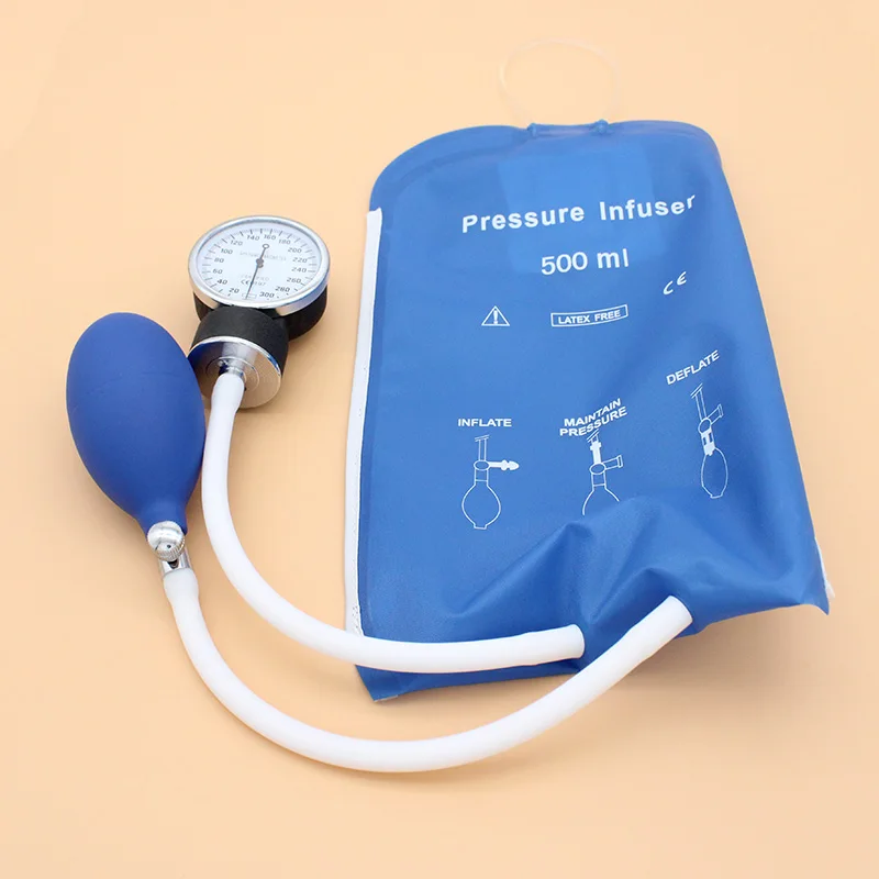 500ml Pressure Infusion Bag,reusable Nylon bag and pressure gauge,blue Inflatable ball of silicone and control valve of metal.
500ml Pressure Infusion Bag,reusable Nylon bag and pressure gauge,blue Inflatable ball of silicone and control valve of metal.