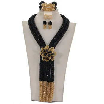 Exclusive Long Black Gold African Wedding Beads Jewelry Set Indian Bridal Flower Statement Necklace Set QW1233
Exclusive Long Black Gold African Wedding Beads Jewelry Set Indian Bridal Flower Statement Necklace Set QW1233