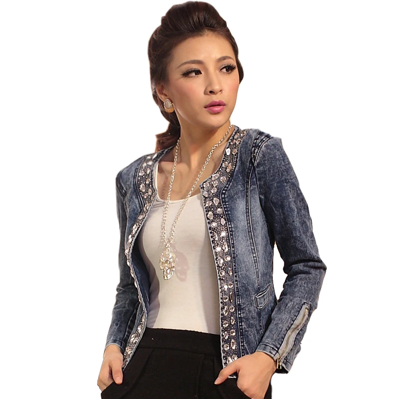 2018 Jacket Coat Women Denim Big Size Top Jacket With Rhinestone Sequins O -Neck Denim Female Jackets Zipper Cuffs S -4xl
2018 Jacket Coat Women Denim Big Size Top Jacket With Rhinestone Sequins O -Neck Denim Female Jackets Zipper Cuffs S -4xl