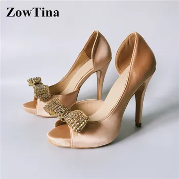Luxury Design Wedding Shoes Women Rhinestone Bowtie High Heels Dress Scarpe Open Toe Zapatos Mujer Large Size Zapatillas Mujer
Luxury Design Wedding Shoes Women Rhinestone Bowtie High Heels Dress Scarpe Open Toe Zapatos Mujer Large Size Zapatillas Mujer