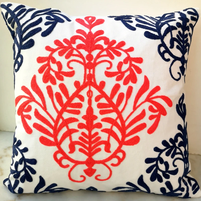 Red Navy Cushion Cover Flower Vine Embroidery Pillow Case with For Sofa Bed Simple Home Decorative 45x45cm Sofa Bed 
Red Navy Cushion Cover Flower Vine Embroidery Pillow Case with For Sofa Bed Simple Home Decorative 45x45cm Sofa Bed
