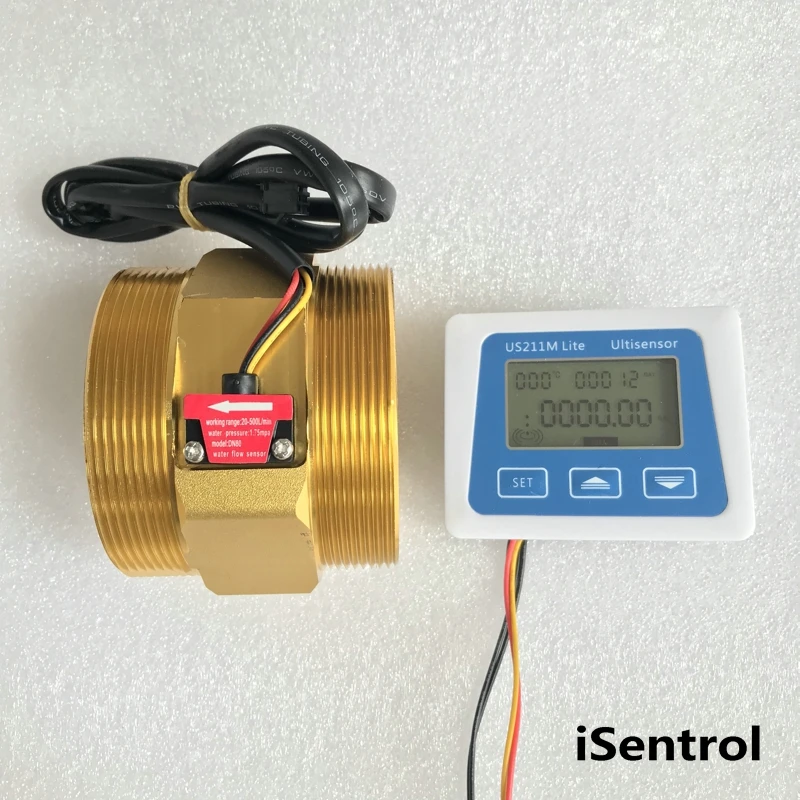 US211M Lite DN80 20-500L/min Digital Flow Meter 5V Flow Reader Compatible with all our hall effect water flow sensor with
US211M Lite DN80 20-500L/min Digital Flow Meter 5V Flow Reader Compatible with all our hall effect water flow sensor with