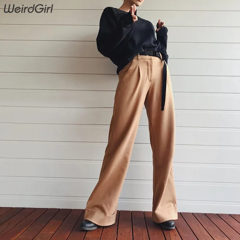 Weirdgirl khaki black Pants Women Casual High Waist loose Long wide leg pants Lady Elastic Trousers drawstring Work Pants 2019
Weirdgirl khaki black Pants Women Casual High Waist loose Long wide leg pants Lady Elastic Trousers drawstring Work Pants 2019