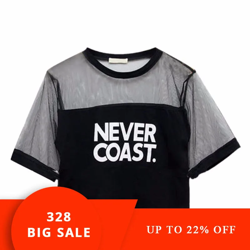 Women Girls Sexy Loose Crop Top T-Shirt Crew Neck Hollow Out See-through Gauze Letter Tops 20199 Popular Product Female Clothes
Women Girls Sexy Loose Crop Top T-Shirt Crew Neck Hollow Out See-through Gauze Letter Tops 20199 Popular Product Female Clothes