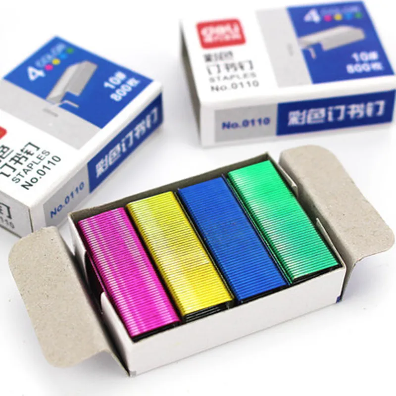 4 color staple for standard No. 10 stapler 800pcs colored staples set Stationery office binding tools school supplies A6F574
4 color staple for standard No. 10 stapler 800pcs colored staples set Stationery office binding tools school supplies A6F574