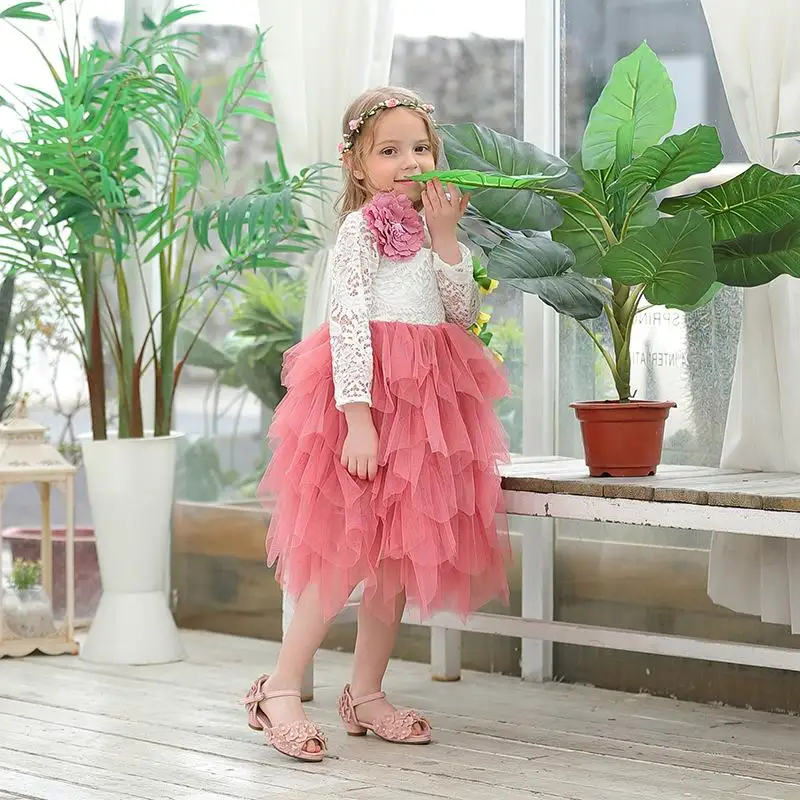 Wholesale Girls Lace Dress Flower Tiered Tulle Maxi Dress Long Sleeve Princess For Wedding Party Children Clothes 1-8Y E17104
Wholesale Girls Lace Dress Flower Tiered Tulle Maxi Dress Long Sleeve Princess For Wedding Party Children Clothes 1-8Y E17104