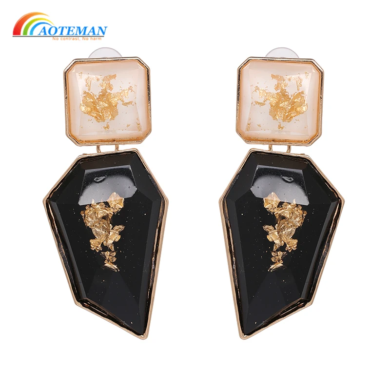 

AOTEMAN 11 colors OL Style ZA Earrings 2019 NEW Exaggerated Resin Big Geometric Statement stud Earrings For Women