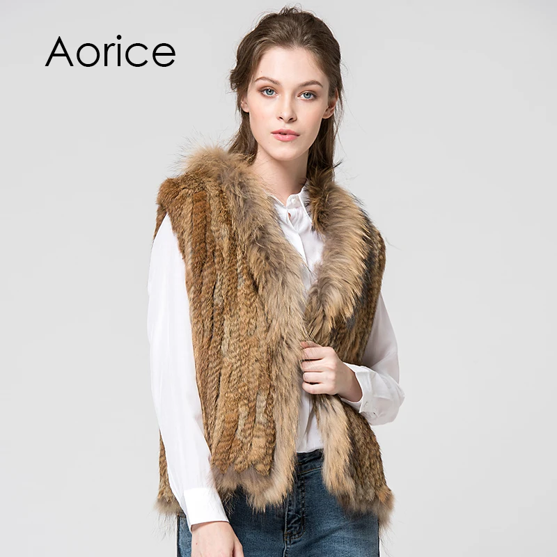 VR033 New knitted Rabbit fur with raccoon fur color vest gilet sleeveless garment waistcoat natural brown /grey/black
VR033 New knitted Rabbit fur with raccoon fur color vest gilet sleeveless garment waistcoat natural brown /grey/black