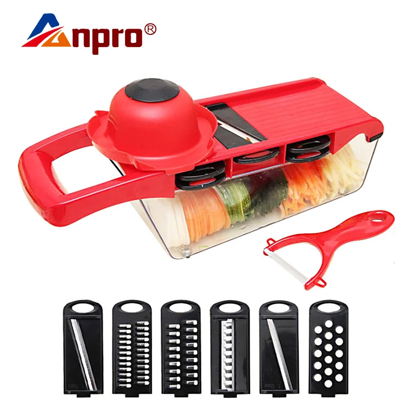 Anpro Vegetable Slicer Cutter with 6 Pcs Interchangeable Stainless Steel Spiralizer Vegetable Peeler Carrots Potatoes Slicer
Anpro Vegetable Slicer Cutter with 6 Pcs Interchangeable Stainless Steel Spiralizer Vegetable Peeler Carrots Potatoes Slicer
