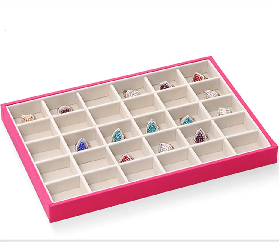 30 Grids Fashion Suede Jewelry Rings Display Organizer Box Case Casket Rack for Ring Earring caja 35*24*3cm | Украшения и